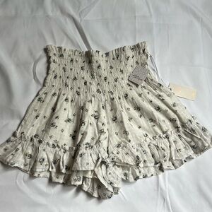 nwt free people winston white smocked floral shorts sz small